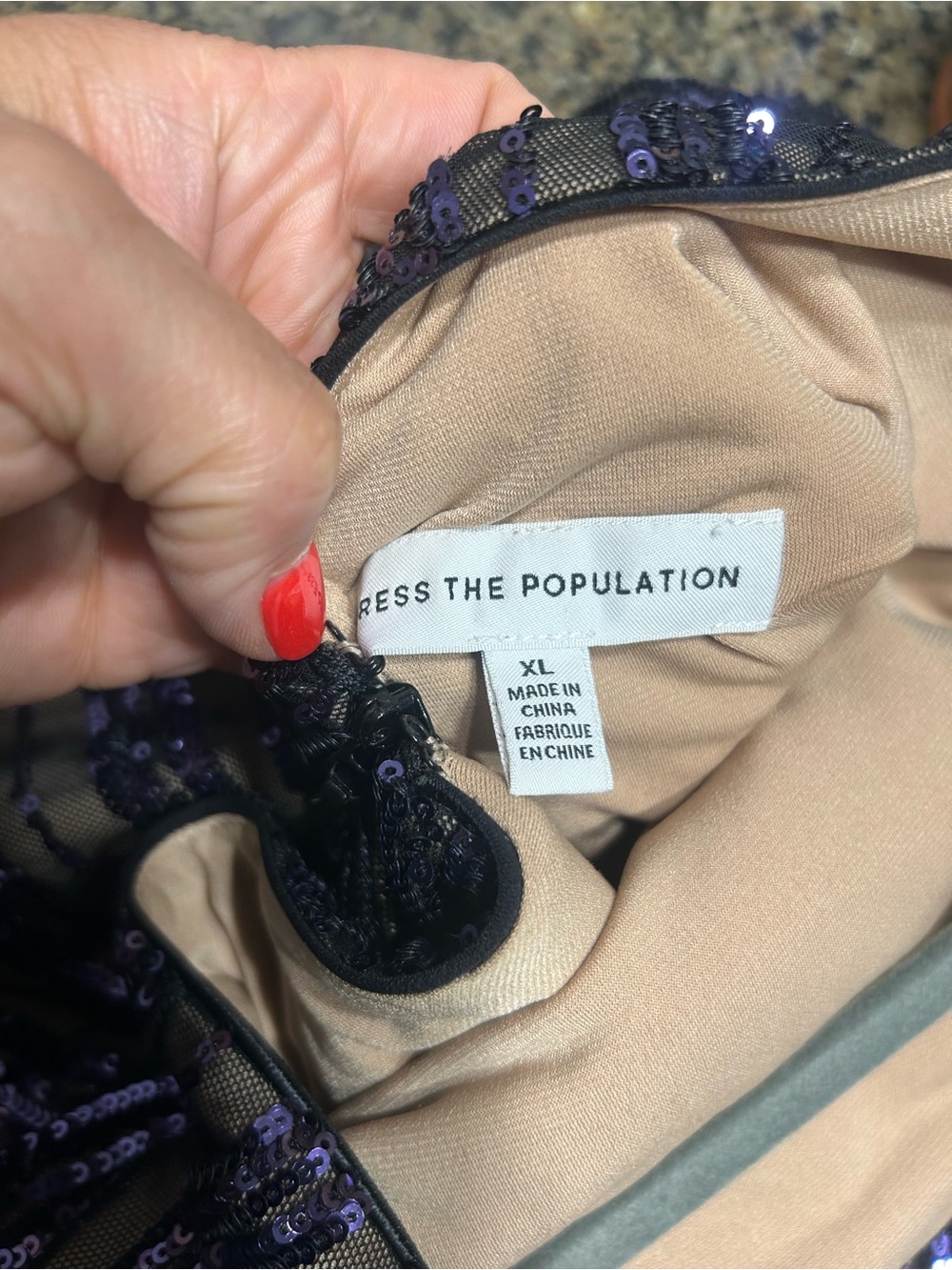 Dress the Population Black Lace Bralette with Purple Sequins